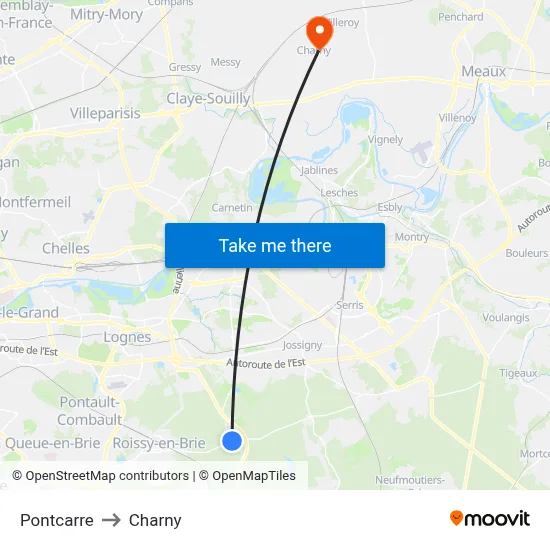Pontcarre to Charny map