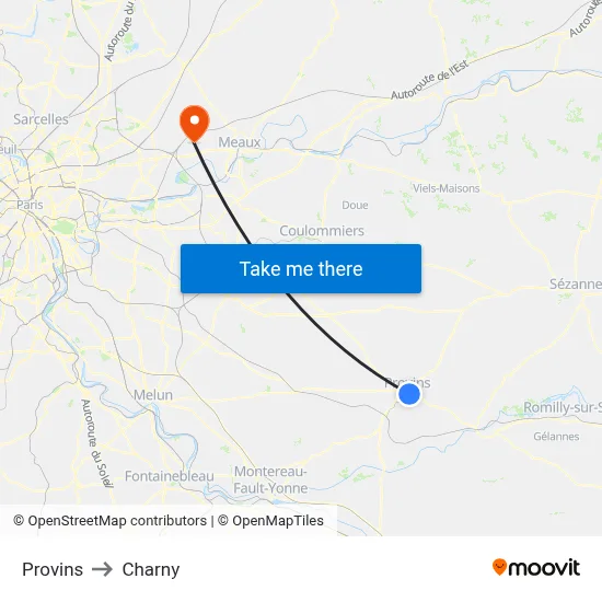 Provins to Charny map