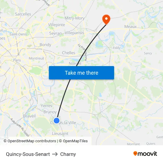 Quincy-Sous-Senart to Charny map