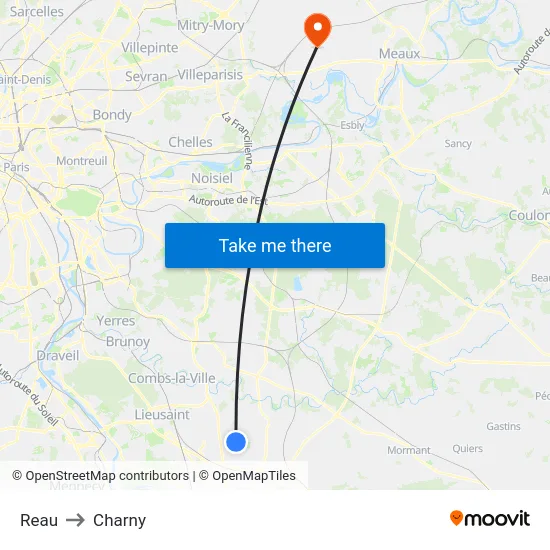 Reau to Charny map