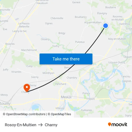 Rosoy-En-Multien to Charny map