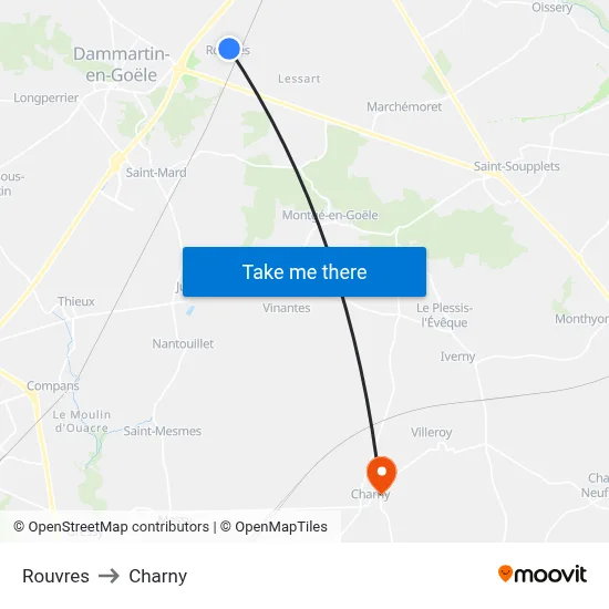 Rouvres to Charny map