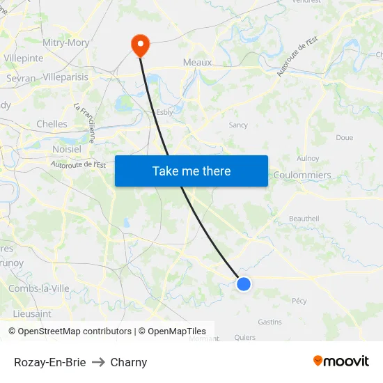 Rozay-En-Brie to Charny map