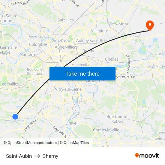 Saint-Aubin to Charny map