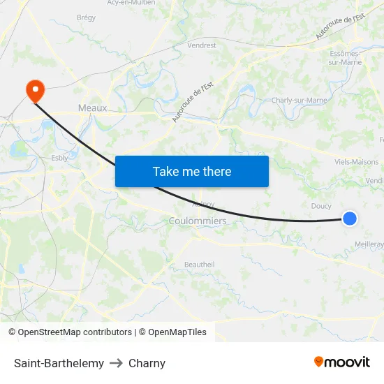 Saint-Barthelemy to Charny map