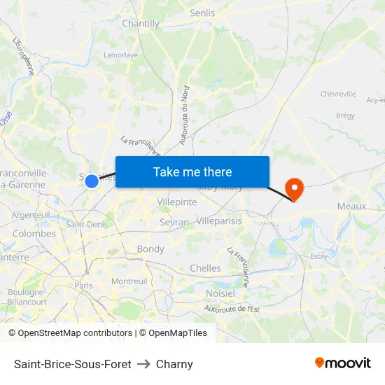 Saint-Brice-Sous-Foret to Charny map