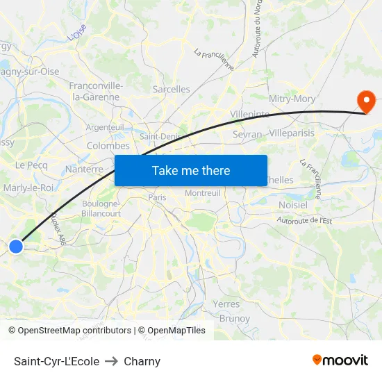 Saint-Cyr-L'Ecole to Charny map