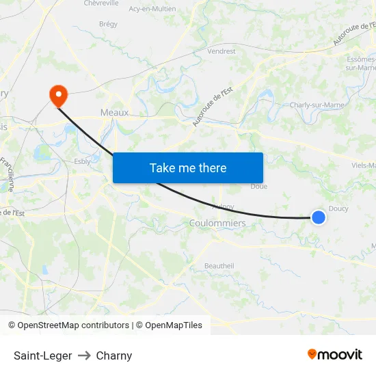 Saint-Leger to Charny map