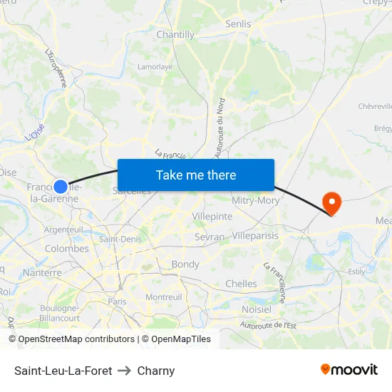 Saint-Leu-La-Foret to Charny map
