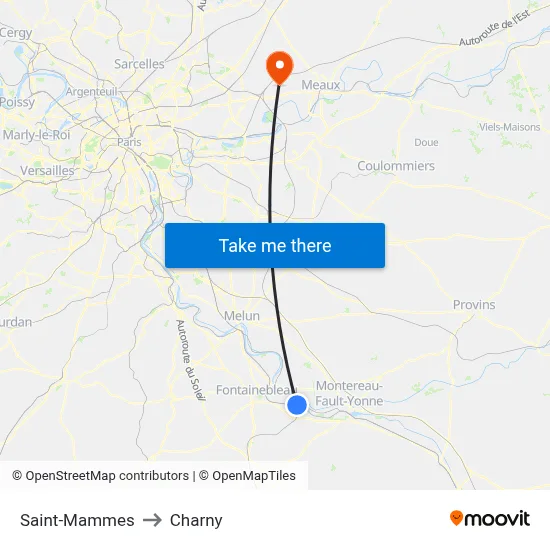 Saint-Mammes to Charny map
