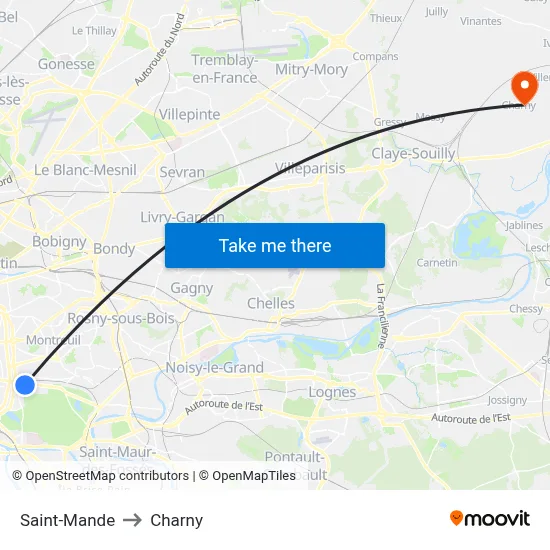 Saint-Mande to Charny map