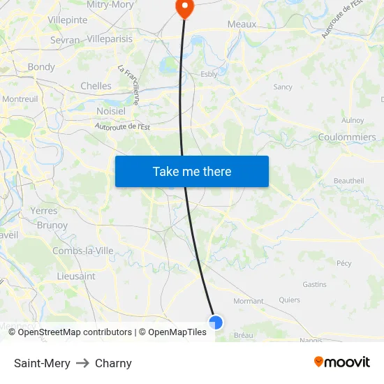 Saint-Mery to Charny map