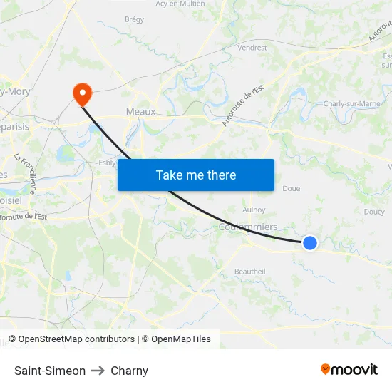 Saint-Simeon to Charny map