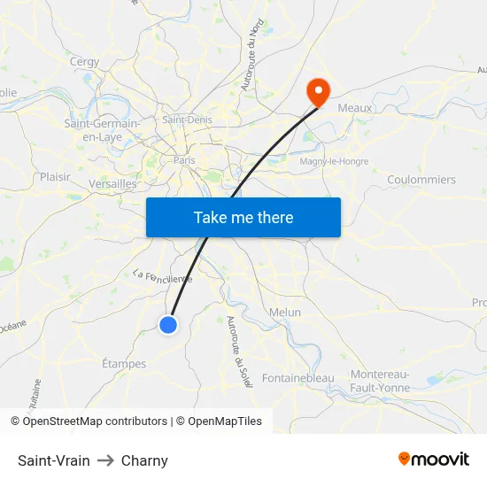Saint-Vrain to Charny map