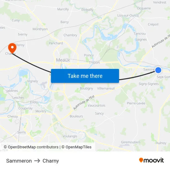 Sammeron to Charny map