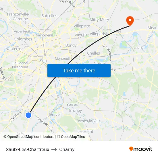 Saulx-Les-Chartreux to Charny map