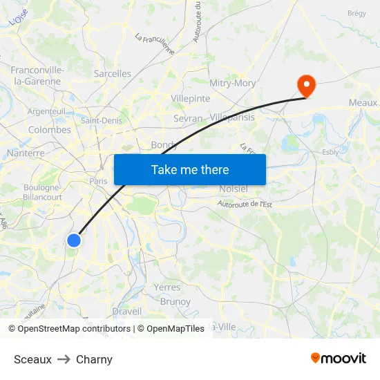 Sceaux to Charny map