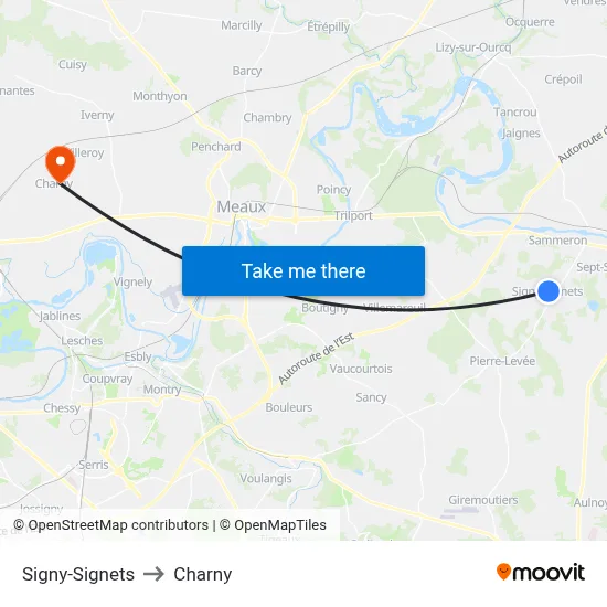 Signy-Signets to Charny map