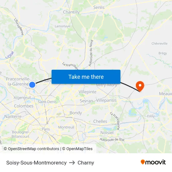Soisy-Sous-Montmorency to Charny map
