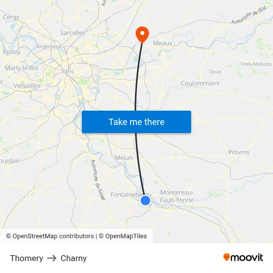 Thomery to Charny map