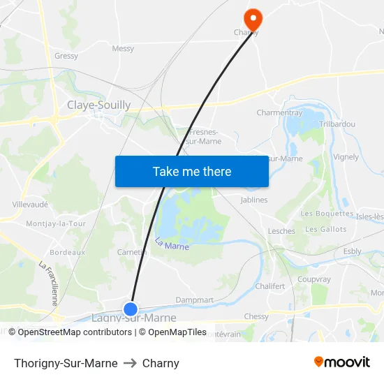Thorigny-Sur-Marne to Charny map