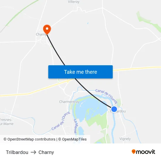 Trilbardou to Charny map