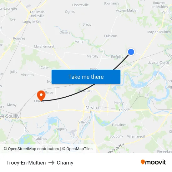 Trocy-En-Multien to Charny map