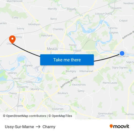 Ussy-Sur-Marne to Charny map