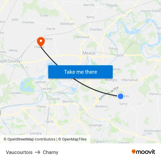 Vaucourtois to Charny map