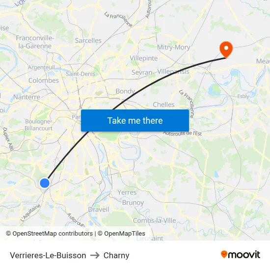 Verrieres-Le-Buisson to Charny map