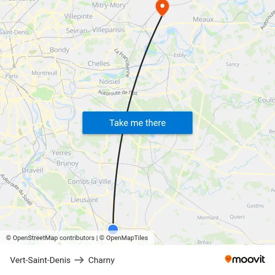 Vert-Saint-Denis to Charny map