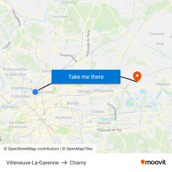 Villeneuve-La-Garenne to Charny map