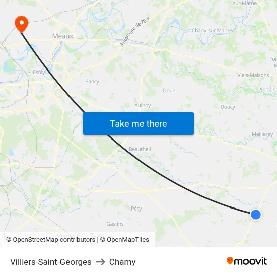 Villiers-Saint-Georges to Charny map