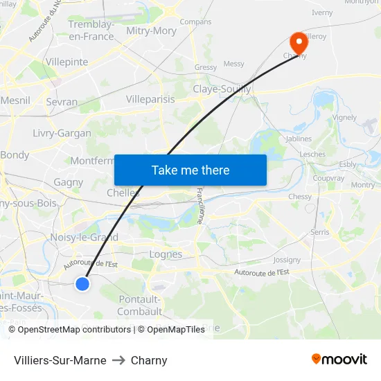 Villiers-Sur-Marne to Charny map