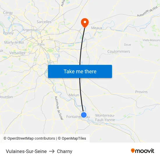 Vulaines-Sur-Seine to Charny map
