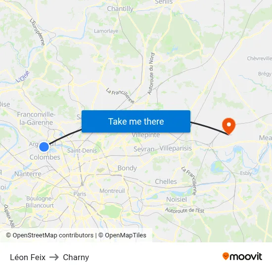 Léon Feix to Charny map