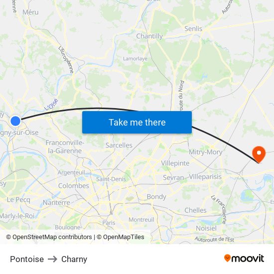 Pontoise to Charny map