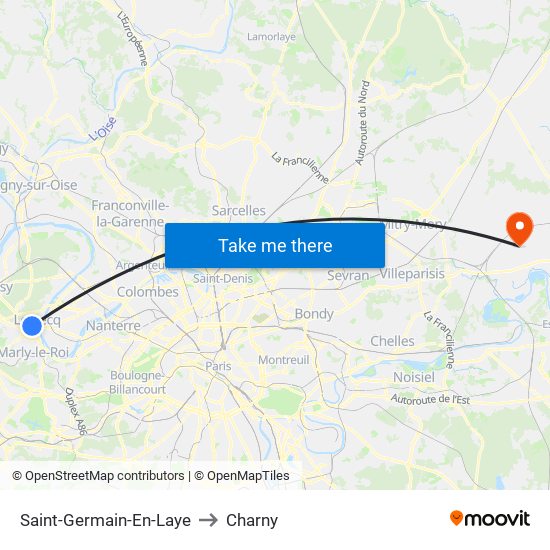 Saint-Germain-En-Laye to Charny map