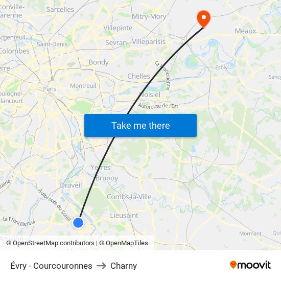 Évry - Courcouronnes to Charny map