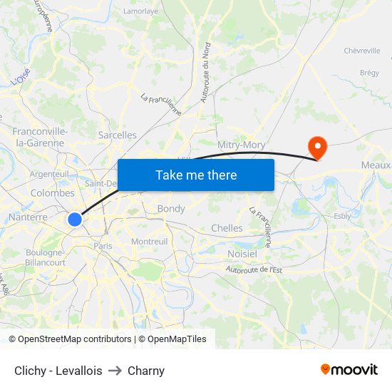 Clichy - Levallois to Charny map