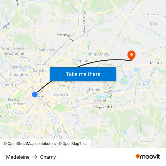 Madeleine to Charny map