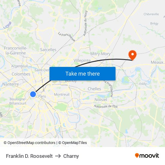 Franklin D. Roosevelt to Charny map