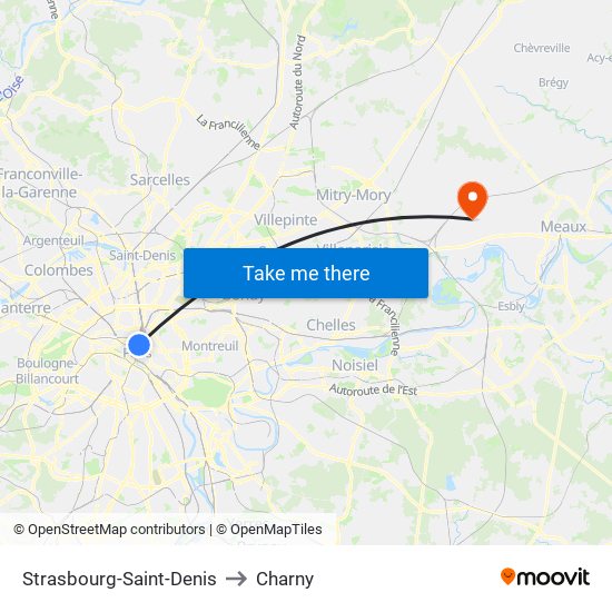 Strasbourg-Saint-Denis to Charny map