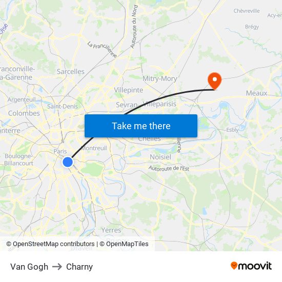 Van Gogh to Charny map