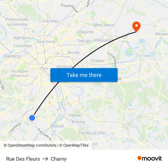 Rue Des Fleurs to Charny map