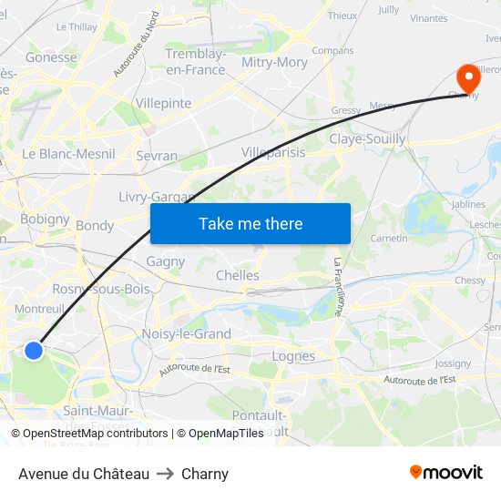 Avenue du Château to Charny map