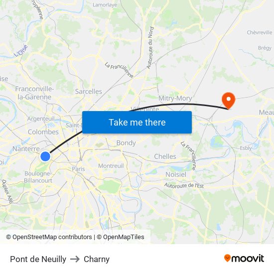 Pont de Neuilly to Charny map