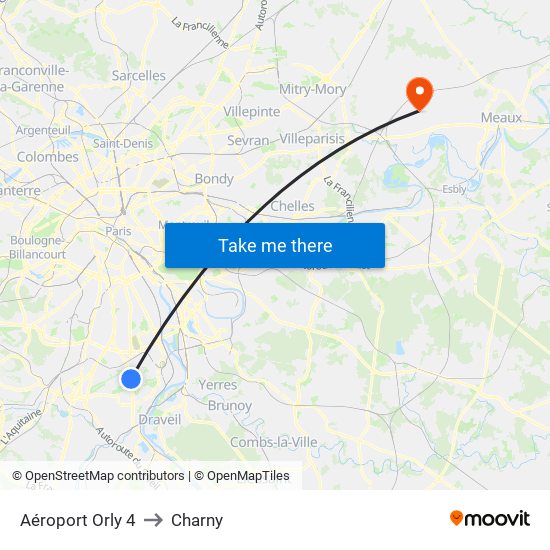 Aéroport Orly 4 to Charny map