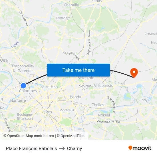 Place François Rabelais to Charny map