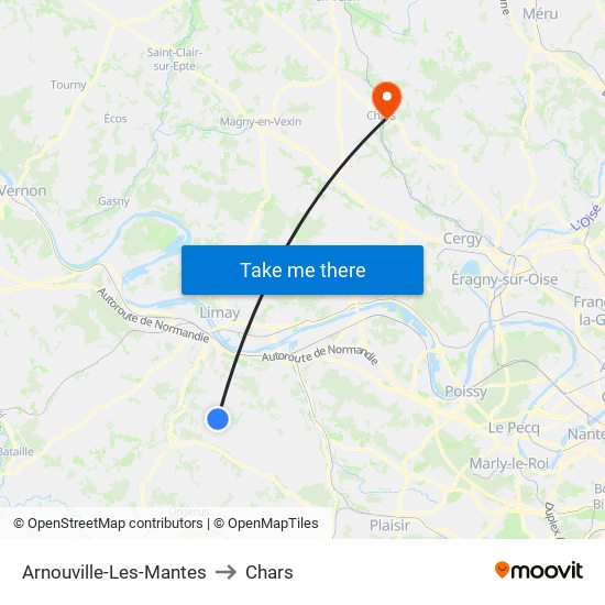 Arnouville-Les-Mantes to Chars map